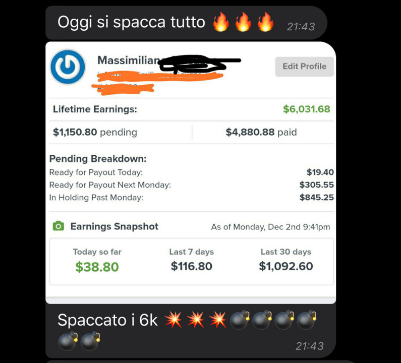 Messaggio anonimizzato di una persona che ha seguito i percorsi di Mirko Sabia 25